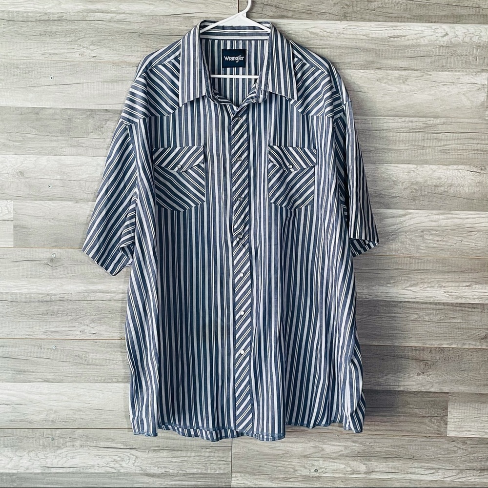 Wrangler Shirt Button Down Short Sleeve Sriped